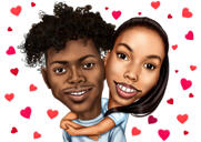 Desenho de caricatura de casal engraçado em bar