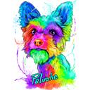 Yorkie Dog Caricature Portrait in Watercolor Pastel Style