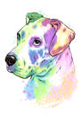 Portret de câine în acuarelă în culori pastelate cu fundal colorat