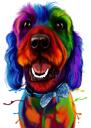 Koiran jousi karikatyyri muotokuva akvarellityyliin henkilökohtaisista valokuvista