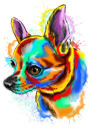 Chihuahua akvarel portrét z fotografií v uměleckém stylu