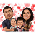 Family Portrait with Hearts Background