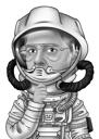 Caricatura dell'astronauta: regalo pilota spaziale personalizzato