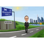 Caricatura de CEO desenhada à mão a partir de fotos