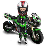 Cartone animato da corsa motociclistica con casco
