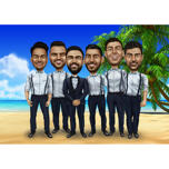 Caricatura de vacaciones de los padrinos de boda