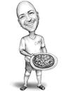 Full Body Chef Cartoon zwart-wit
