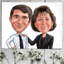 Portrait de caricature de couple charmant dans un style de couleur sur un cadeau d'impression d'affiche