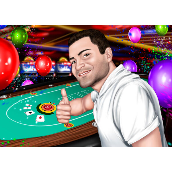 Dibujo de retrato de jugador de póquer