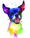 Koiran piirustus muotokuva akvarelli sateenkaarityyliin
