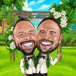 Caricatura de boda de pareja LGBT