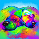 Dogs+Group+Portrait+Caricature+in+Rainbow+Watercolor