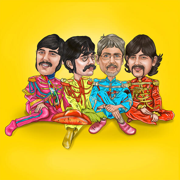 Caricature des Beatles