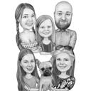 Genitori con bambini e caricatura di cani