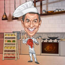 كاريكاتير الطبخ من الصور مع خلفية المطبخ