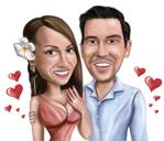 Caricatura di coppia di fidanzamento da foto per regalo di anniversario