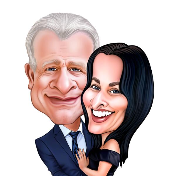 Caricatura de amor, retrato de pareja feliz