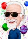 Funny Exaggerated 80th Birthday Gift Digital Caricature Card from Photos