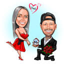 Karikatur af bryllupsfrieri til valentinsdagsgave