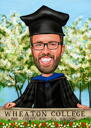 Caricature de remise des diplômes avec arrière-plan flou