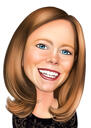 Woman Cartoon Portrait in Color Style Hand Drawn from Photo