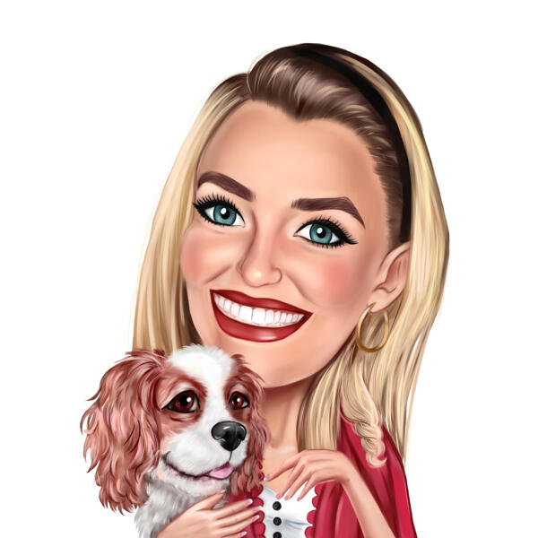 Ägare med spanielkarikatyr