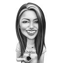 Florist Caricature in Black and White Style from Photo