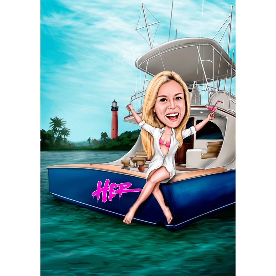 Yacht Party Caricature ⛵💃🍸. Hand-drawn by pro artists!