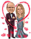 Caricatura de pareja romántica: tomados de la mano