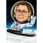 Caricature personnalisée de pilote d'astronaute avec fond d'avion