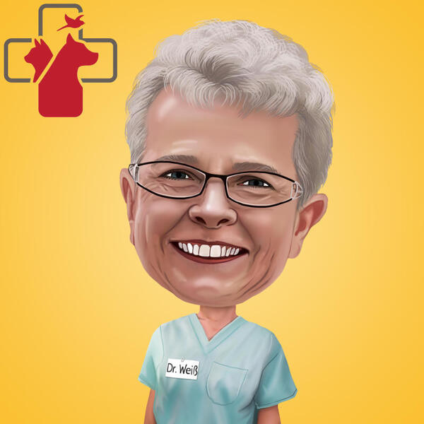 Caricature de vétérinaire pour logo personnalisé