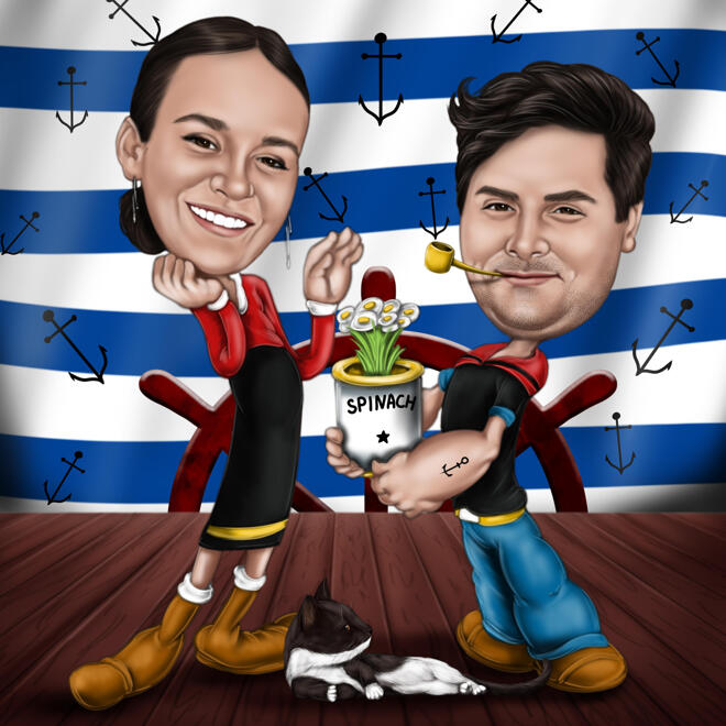 Popeye Couple Caricature