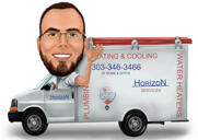 Caricatura de motorista de caminhão da empresa