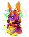 Pikku koiran karikatyyri muotokuva valokuvista kirkkaalla akvarellityylillä