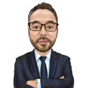 Digitale portretkarikatuur met gekruiste armen