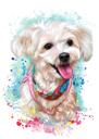 Smieklīgs suņa portrets Karikatūras portrets maigos pasteļtoņos, ar roku zīmēts no fotoattēliem
