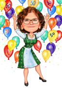 80+Birthday+Anniversary+Caricature+Gift+in+Color+Style+with+Custom+Background