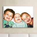 Kids Group Cartoon Portrait with One Color Background on Poster
