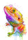 Eidechsen-Chamäleon-Reptilienkarikatur in Aquarell