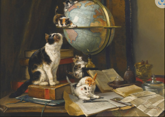 22. "Kočka ve hře" od Henriette Ronner-Knip (1860 – 1878)-0