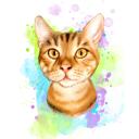 Karikatur einer roten Katze im Aquarellstil