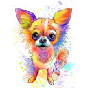 Suluboya Pastel Tam Vücut Chihuahua Karikatür Portre Çizim Sanatı