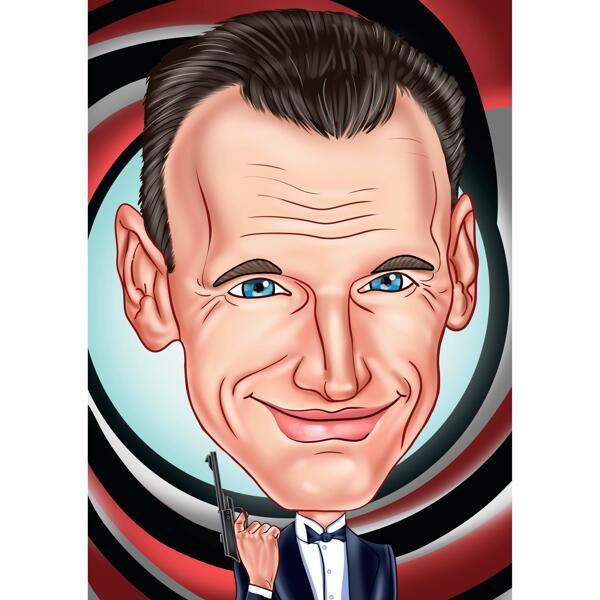 James Bond Exaggerated Caricature Drawing