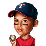 Kid karikatura drží baseballový míček