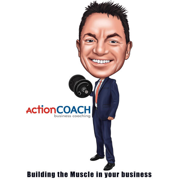 Portrait de dessin animé d'entraîneur à partir d'une photo pour un logo d'entreprise sportif personnalisé