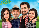 Safari+Family+Caricature+from+Photos%3A+Custom+Family+Portrait