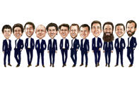 Caricatura de padrinos de boda con esmoquin