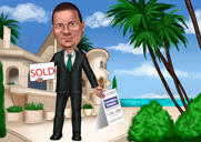 Dibujo de agente inmobiliario personalizado para logotipo