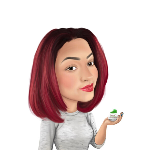 Holding Product Cosmetologist Caricature