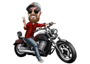 Custom Motorcyclist Cartoon Drawing